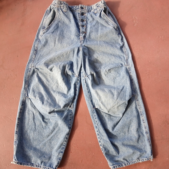 FREE PEOPLE Newbies Solid Wide Leg Slouchy Jeans Large We The Free - Picture 6 of 11